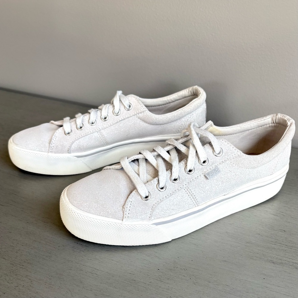 Keds Jump Kick Duo Platform Low Top Lace Up Silver Sneaker Women Sz 8.5